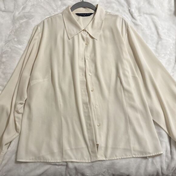 Preston & York 18W Cream Button Down – Quiet Luxury Minimalist Office Chic - Picture 1 of 7